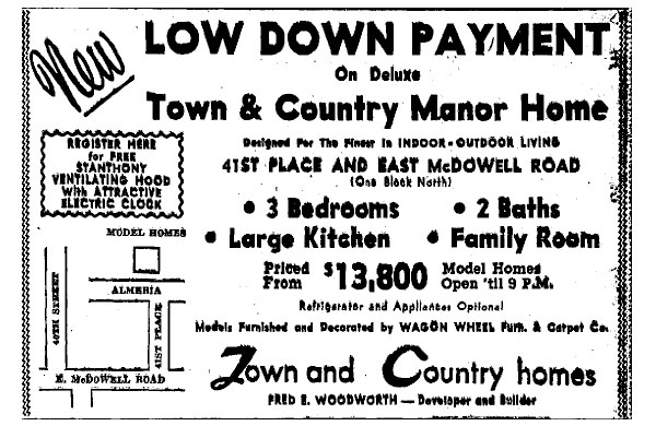 Ads for Town and Country Homes designed by Ralph Haver with Fred Woodworth
