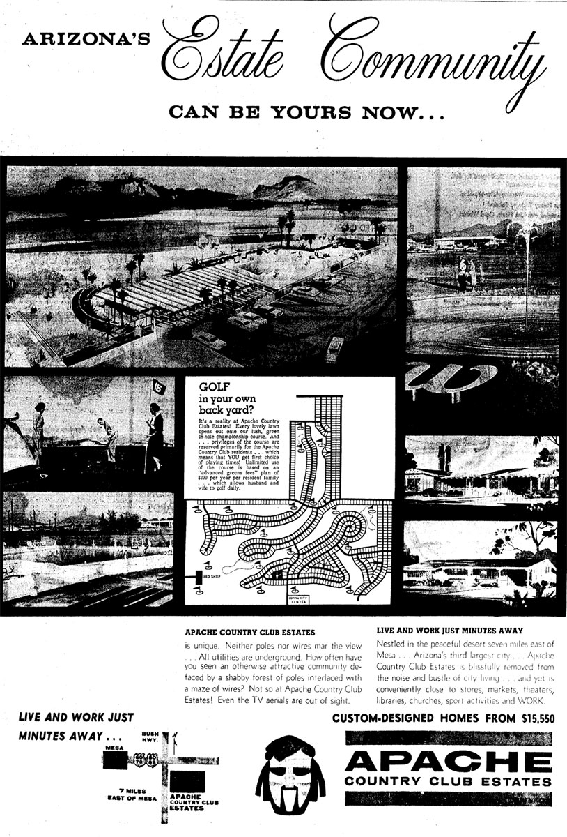 Vintage ads for Country Club Estates in Mesa