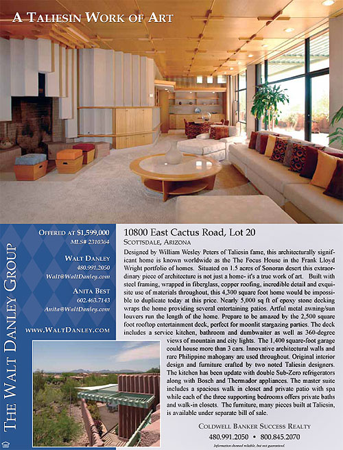 The Focus House designed by William Wesley Peters, Taliesin West